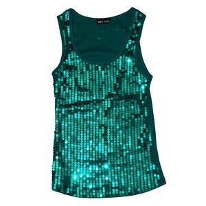 Wet Seal Green Sequins Tank Top Size S